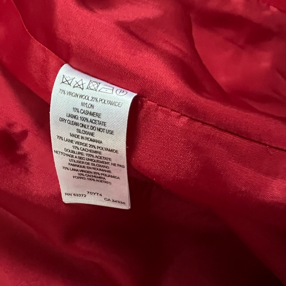 French Connection Womens Red Waterfall Ruffle Double Breasted Pea Coat Sz 10 - Picture 12 of 12